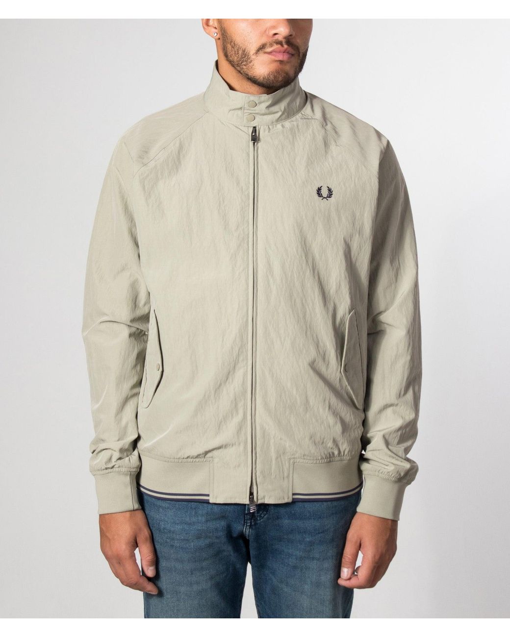 Fred Perry Natural Regular Fit Crinkle Nylon Harrington Jacket for men