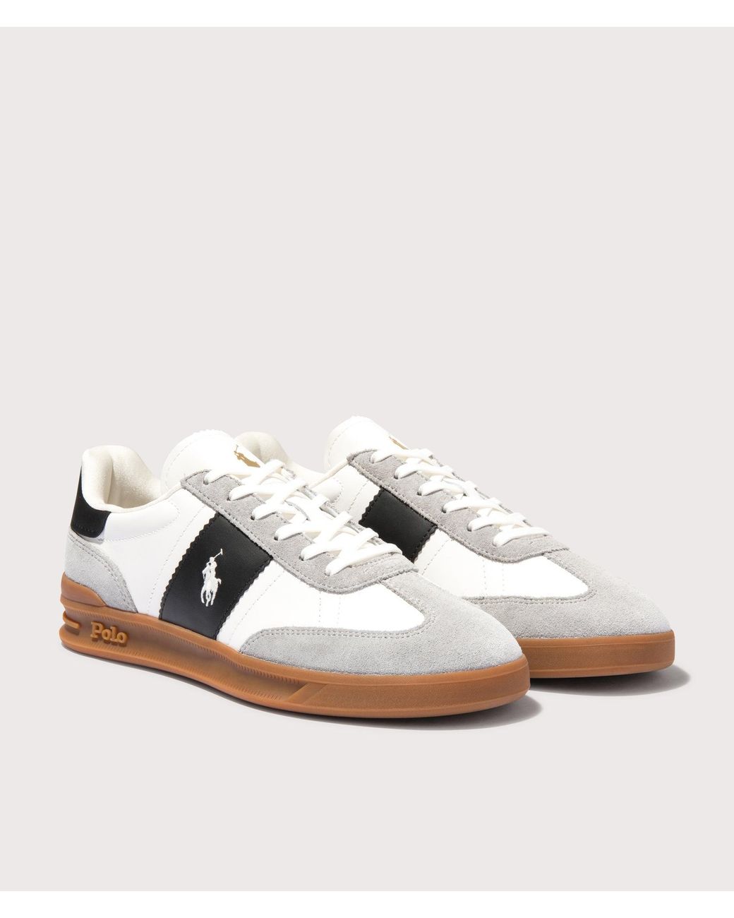 Polo Ralph Lauren Gray Heritage Aera Leather Suede Sneakers for men