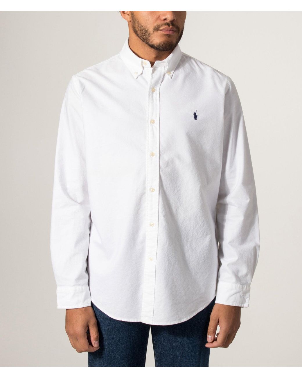 Polo Ralph Lauren White Custom Fit Garment Dyed Oxford Shirt for men