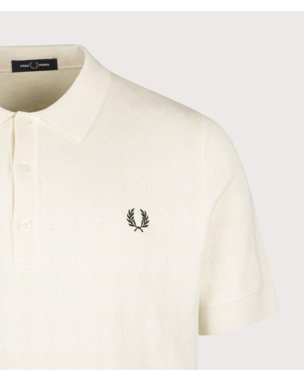Fred Perry Natural Regular Fit Pointelle Knitted Polo Shirt for men