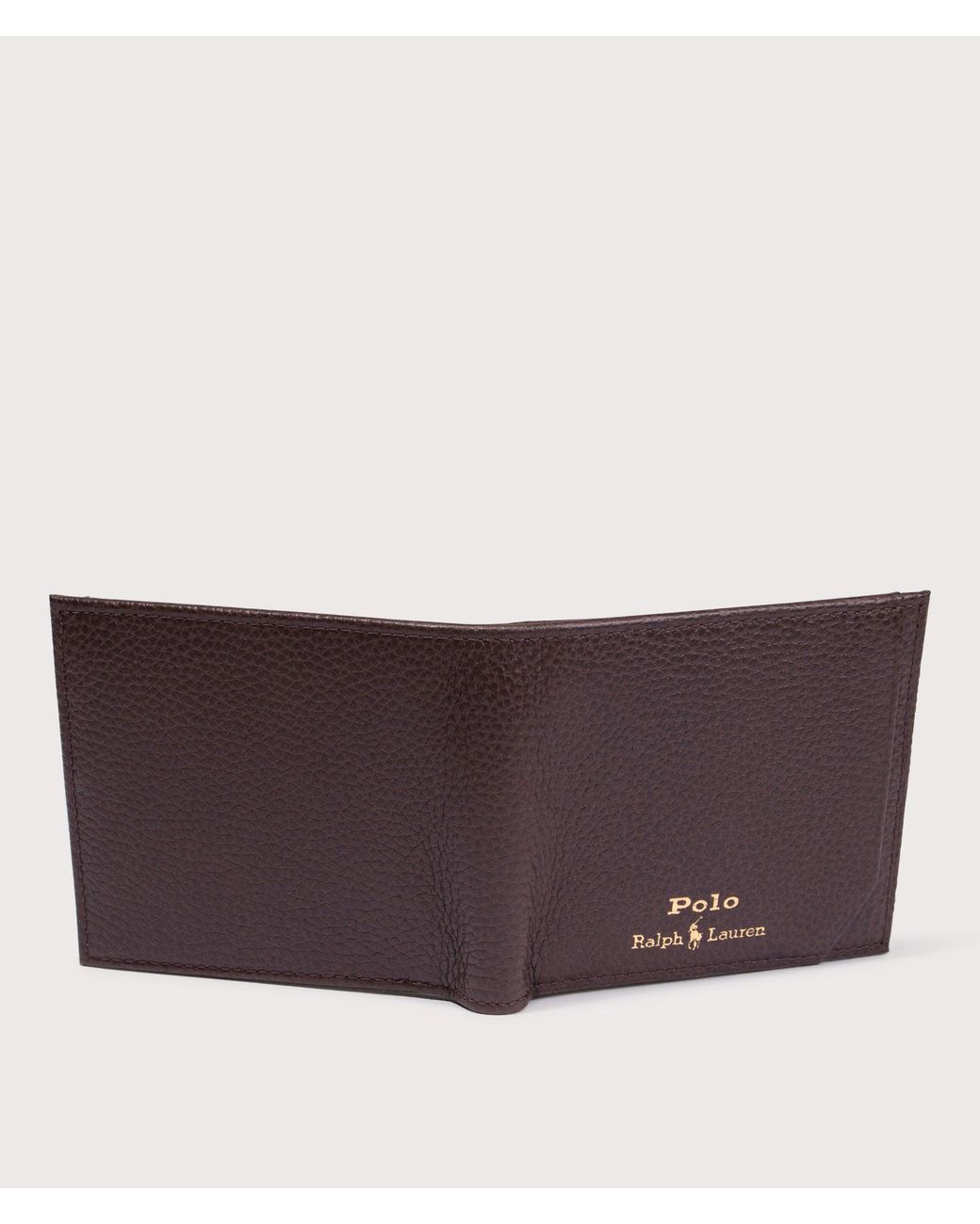 Polo Ralph Lauren Brown Pebbled Leather Billfold Wallet for men
