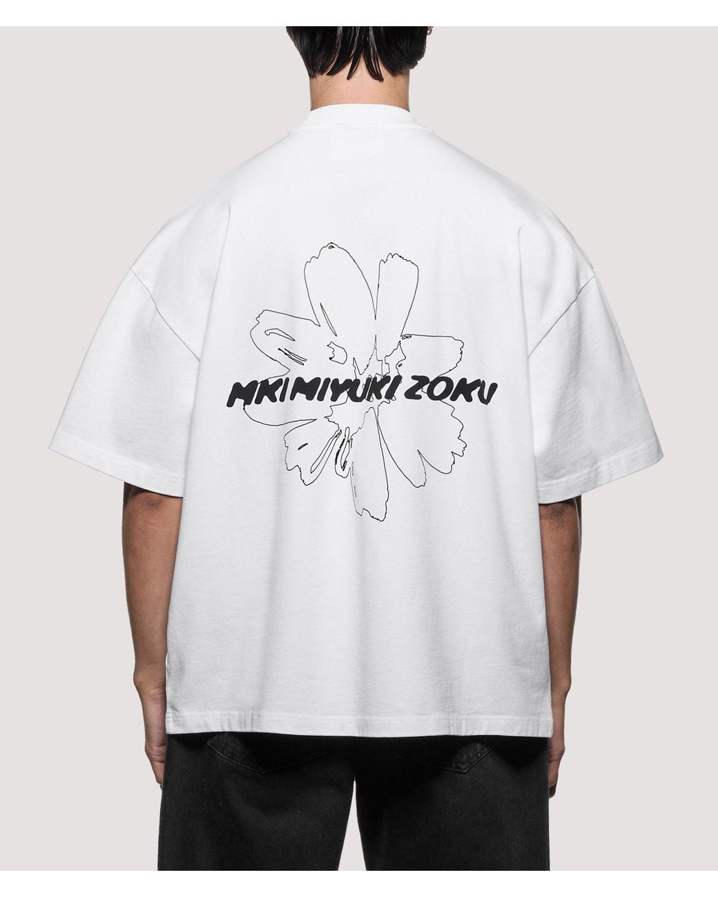 MKI Miyuki-Zoku White Oversized Box Fit Wildflower T-Shirt for men