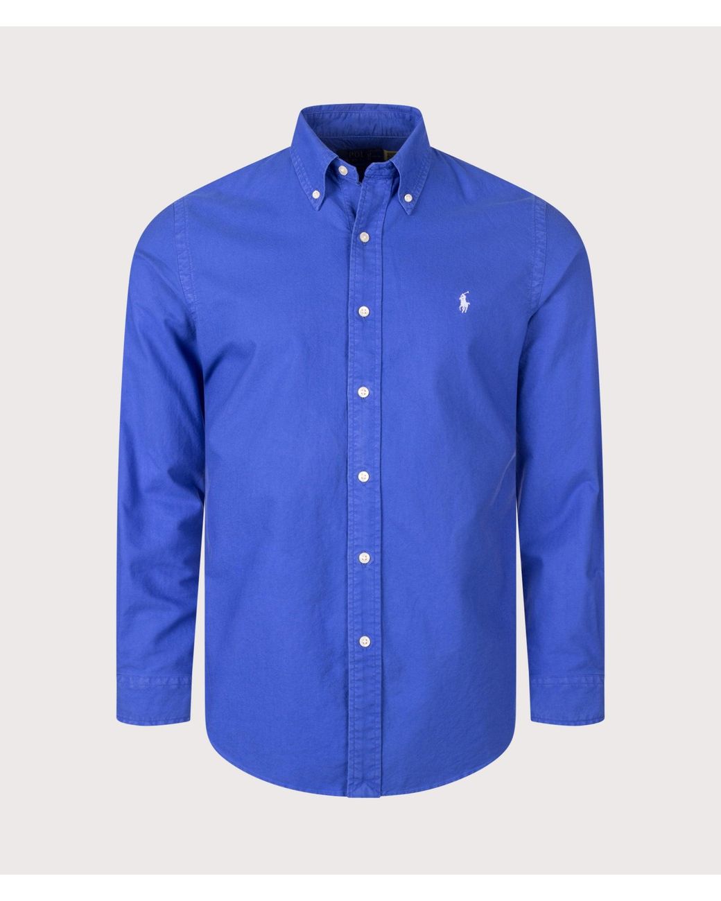 Polo Ralph Lauren Blue Custom Fit Garment-Dyed Oxford Shirt for men