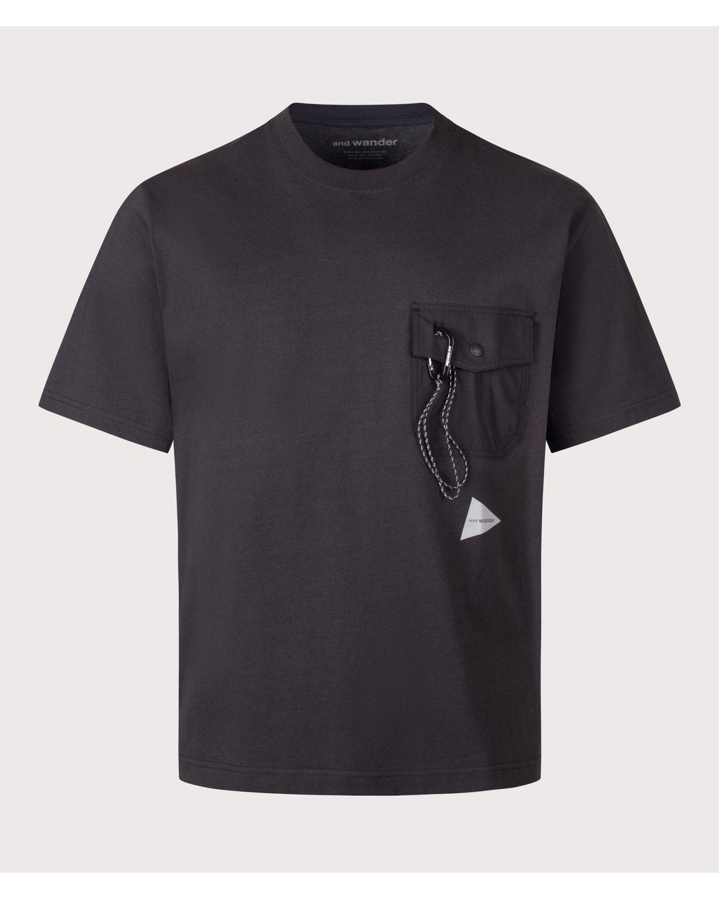 And Wander Black Heavy Cotton Pocket T-Shirt for men