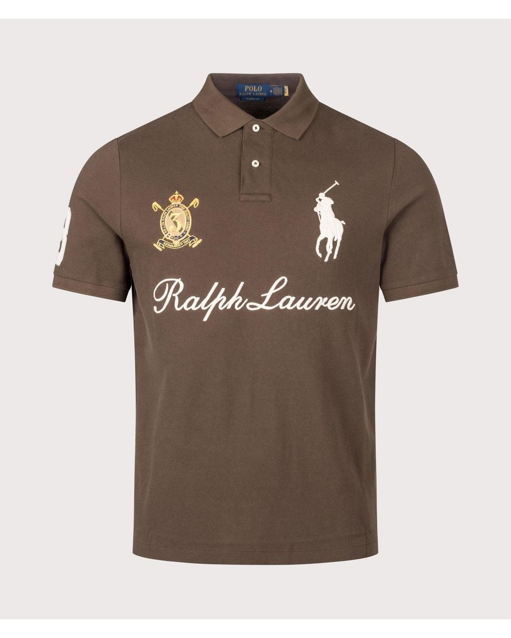 Polo Ralph Lauren Brown Classic Fit Big Pony Mesh Polo Shirt for men