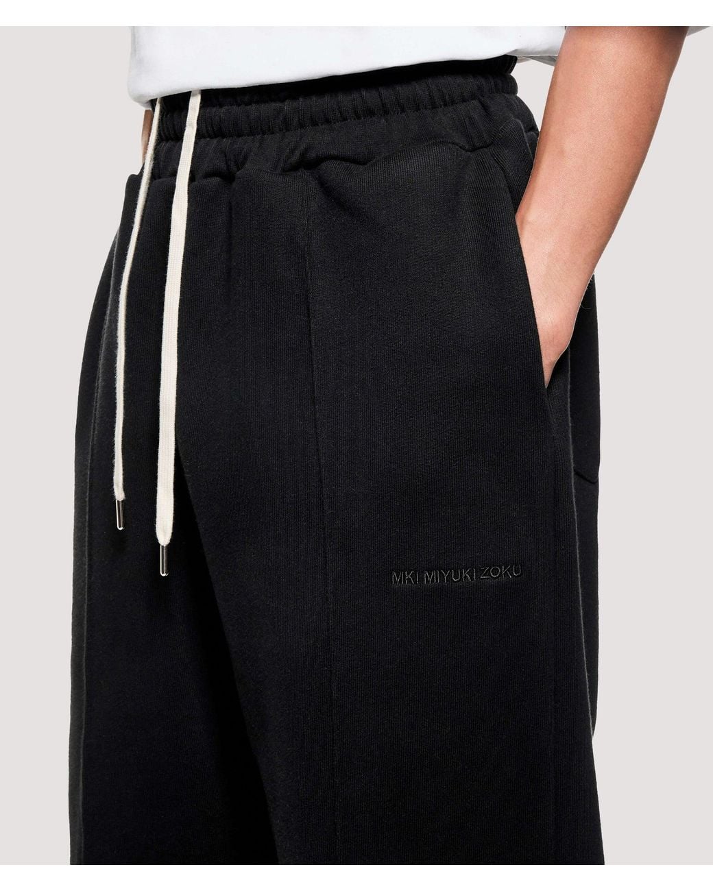 MKI Miyuki-Zoku Black Relaxed Fit 800 Gsm Superweight Wide Leg Joggers for men
