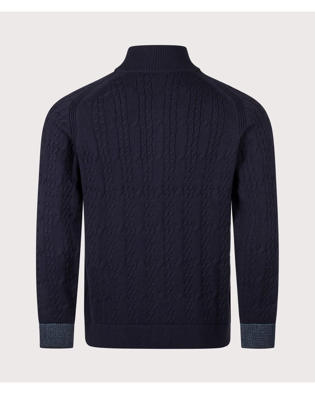 Paul Smith Blue Cable Knit Zip Through Cardigan for men