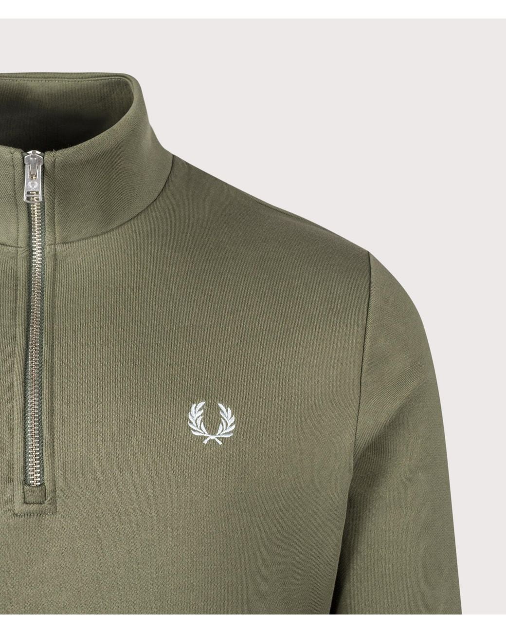 Fred Perry Green Quarter Zip Sweatshirt for men