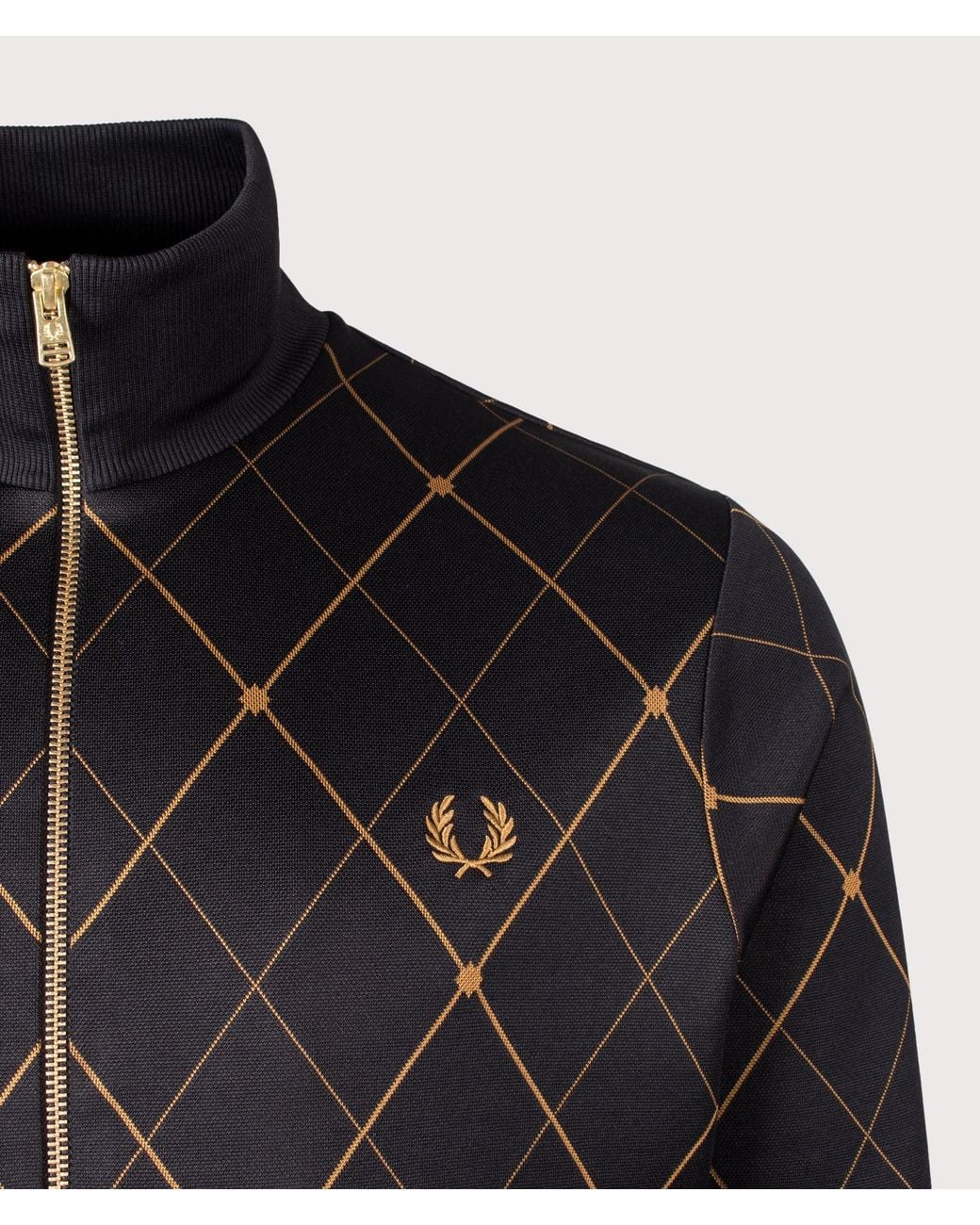 Fred Perry Black Regular Fit Argyle Track Jacket for men