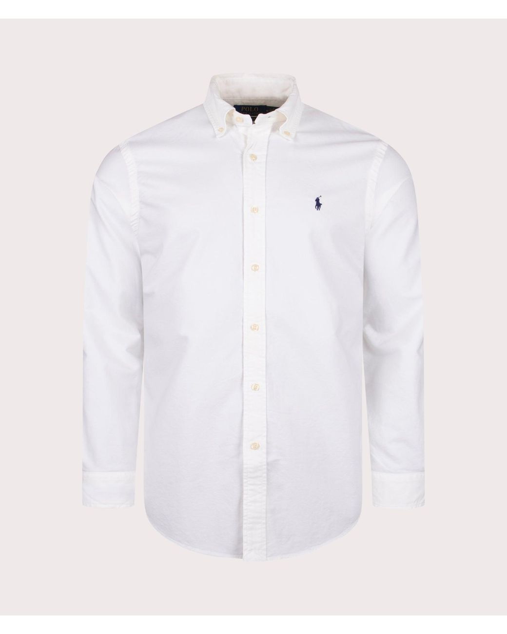 Polo Ralph Lauren White Custom Fit Garment Dyed Oxford Shirt for men