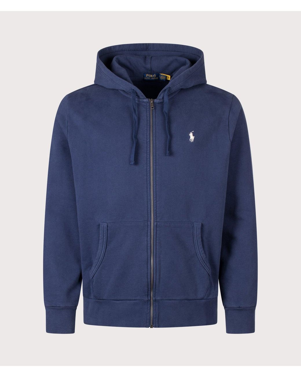 Polo Ralph Lauren Blue Zip Through Loopback Fleece Hoodie for men