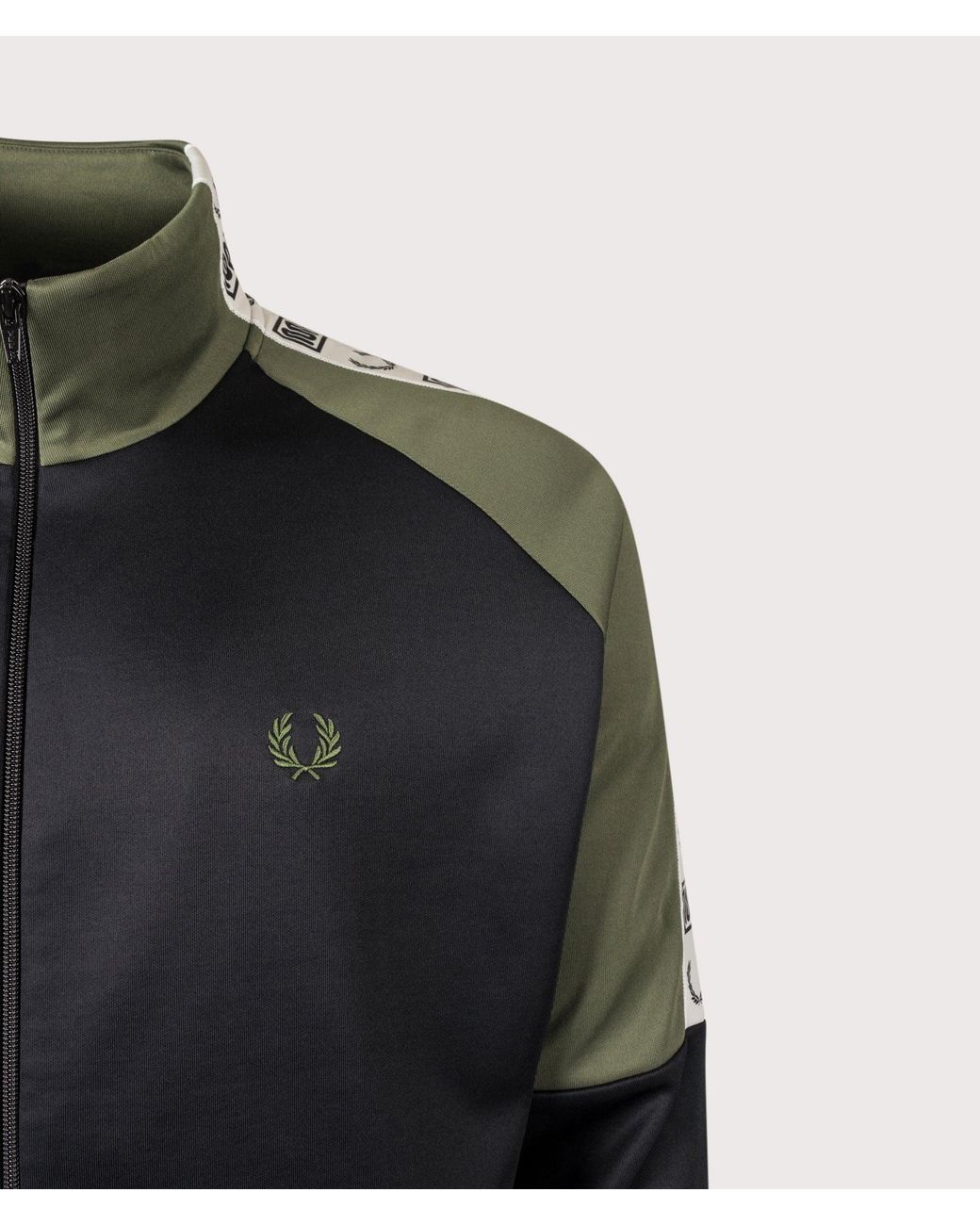 Fred Perry Black Oversized Fit Meyba Taped Raglan Track Jacket for men