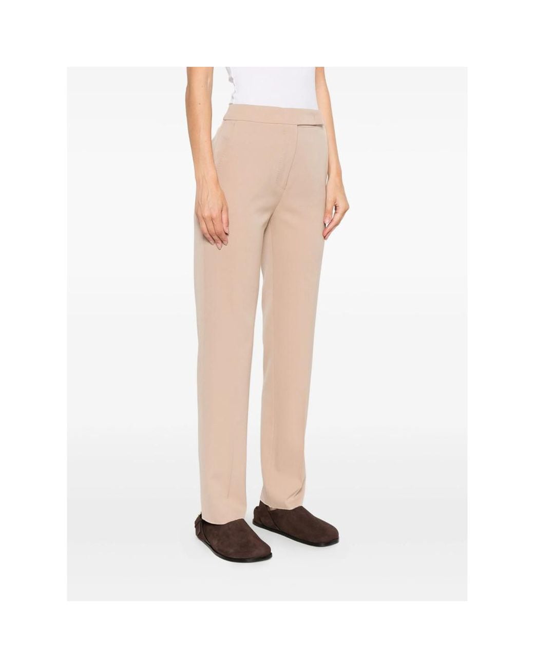 Max Mara Natural Straight Flat Front Pant