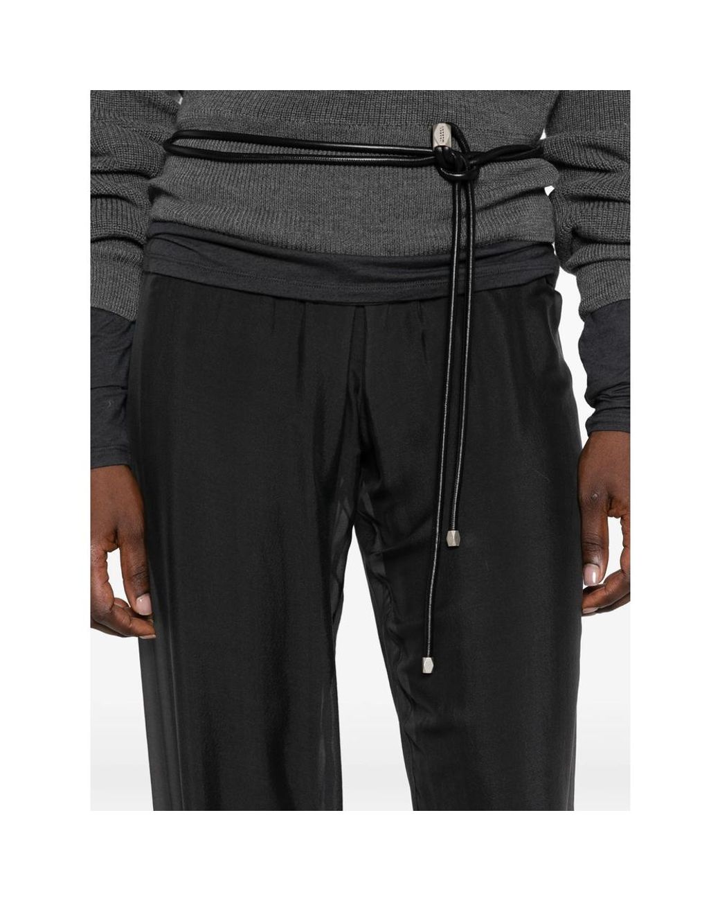Paloma Wool Black Elasticated Ruffled-Trim Trousers