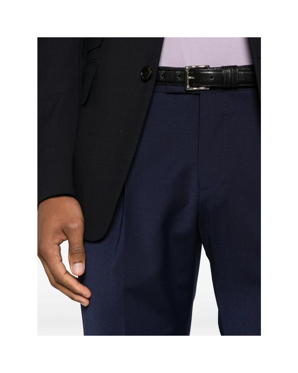 PT Torino Blue Traveller Pleat Cuffed Trousers for men