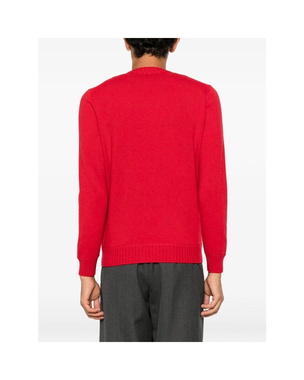 Magazzino Ricambi Red Ribbed-Trim Sweater for men