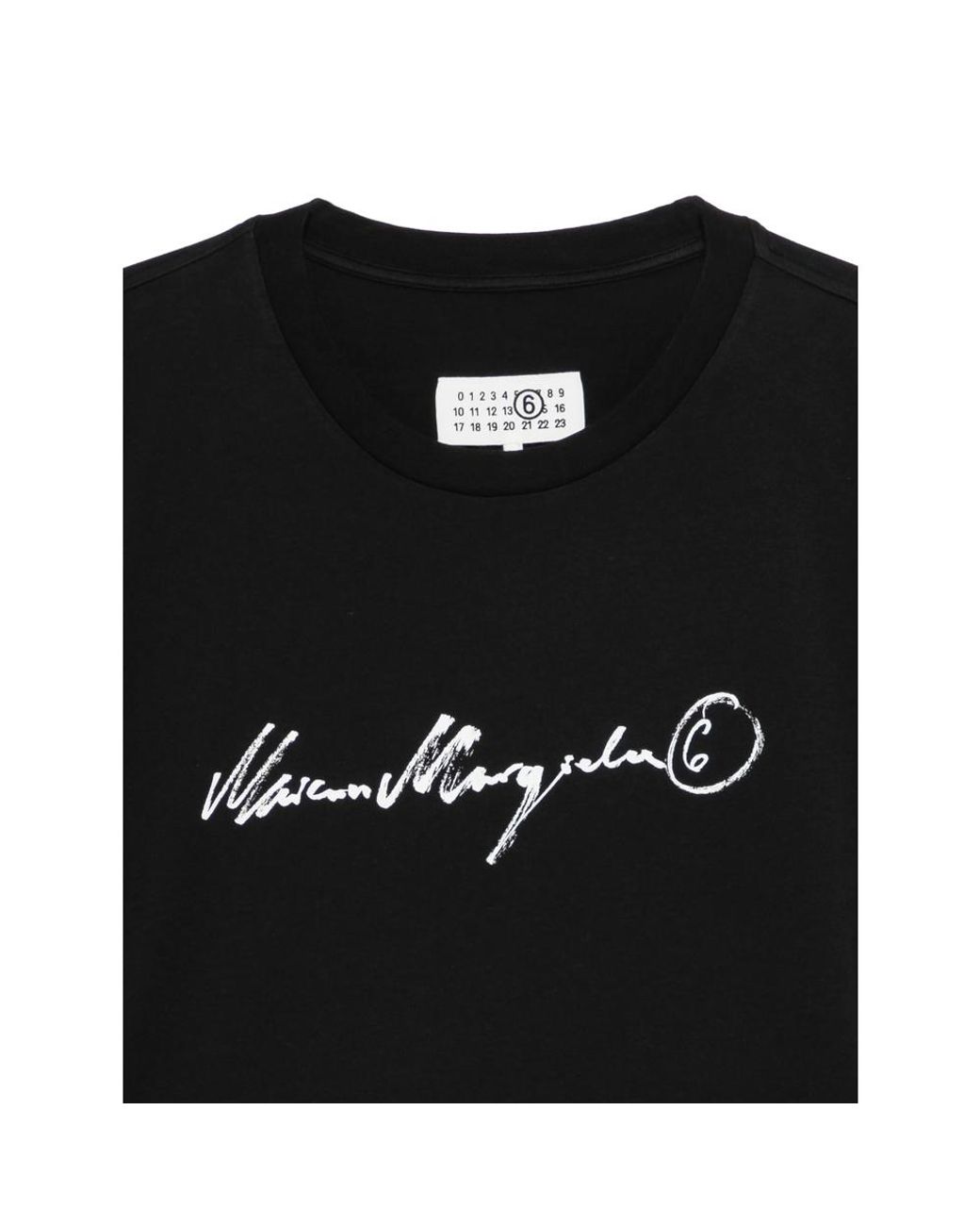 MM6 by Maison Margiela Black Logo-Print T-Shirt for men