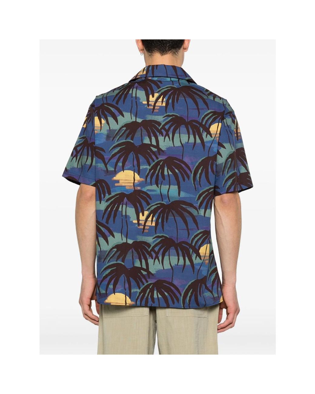 Drole de Monsieur Blue Palm Button Shirt for men