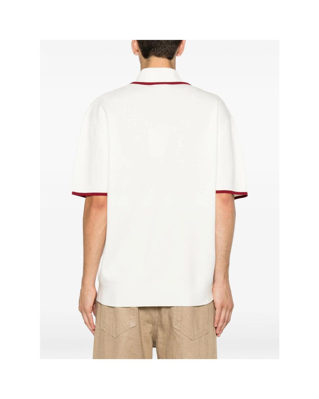 Drole de Monsieur White Embroidered-Logo Wool Polo Shirt for men