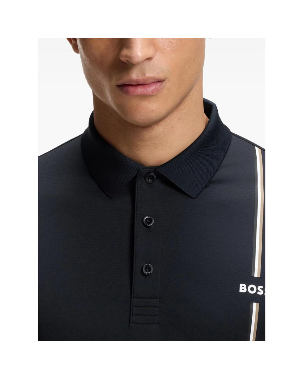 Boss Blue Toc Game 3 Striped Short-Sleeve Polo Shirt for men
