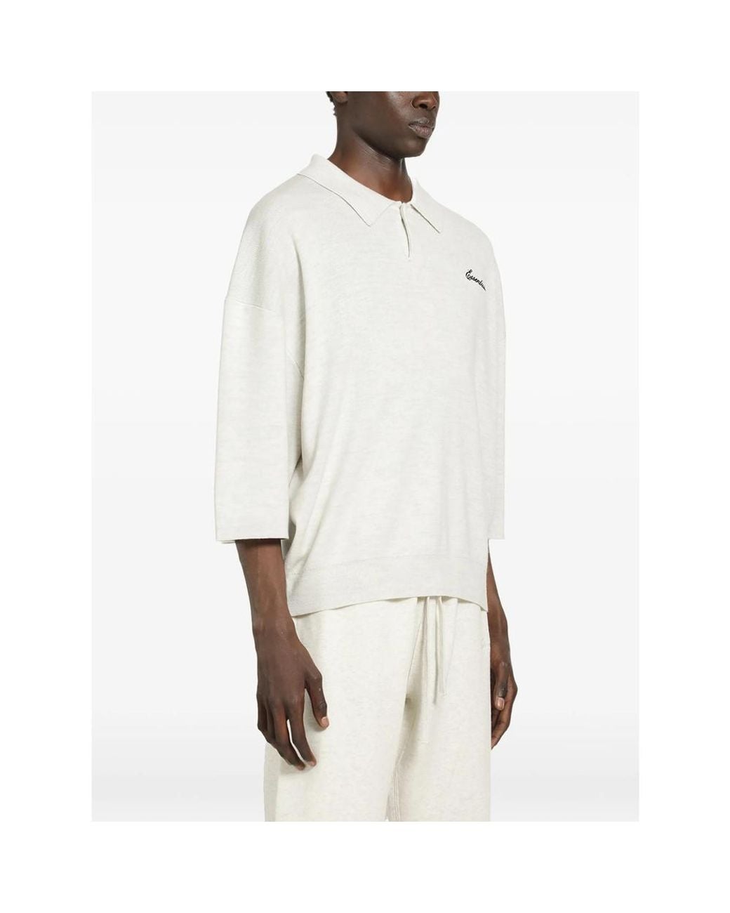 Fear Of God White Essentials Logo-Embroidered Polo Shirt for men