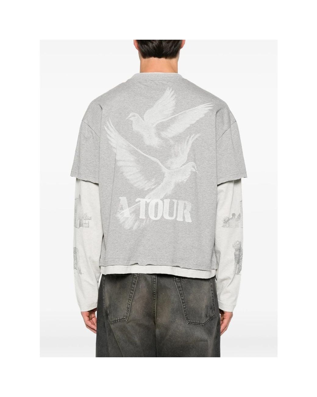 ERCOLE STUDIO Gray Graphic-Print Layered T-Shirt for men