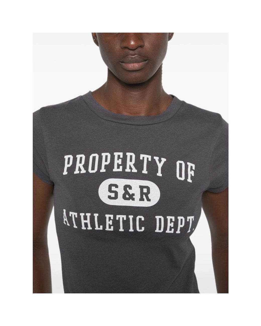 Sporty & Rich Gray Logo-Print T-Shirt