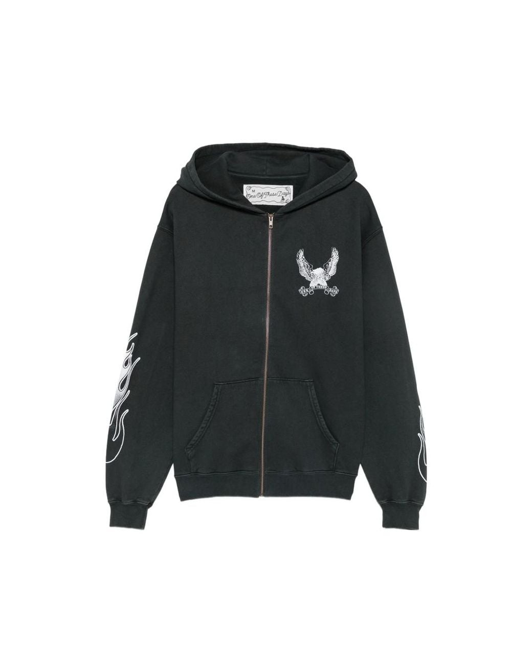 One Of These Days Black Graphic-Print Zip-Up Hoodie for men