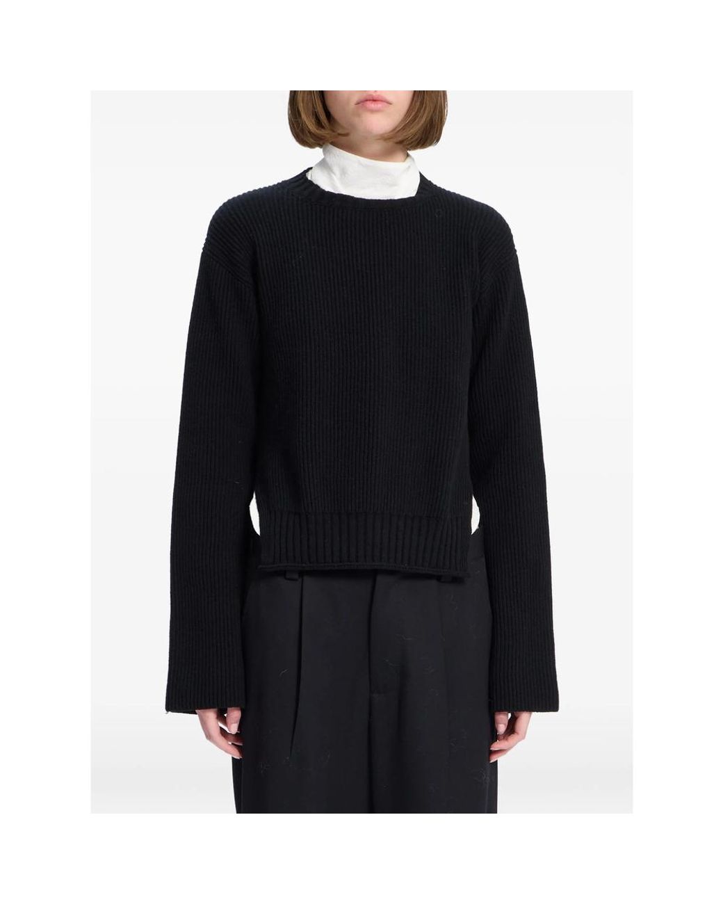Ann Demeulemeester Black Cashmere Ribbed-Knit Sweater