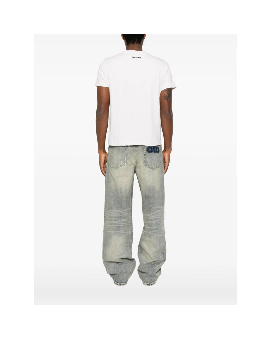 DAGGER White Distressed Graphic-Print T-Shirt for men