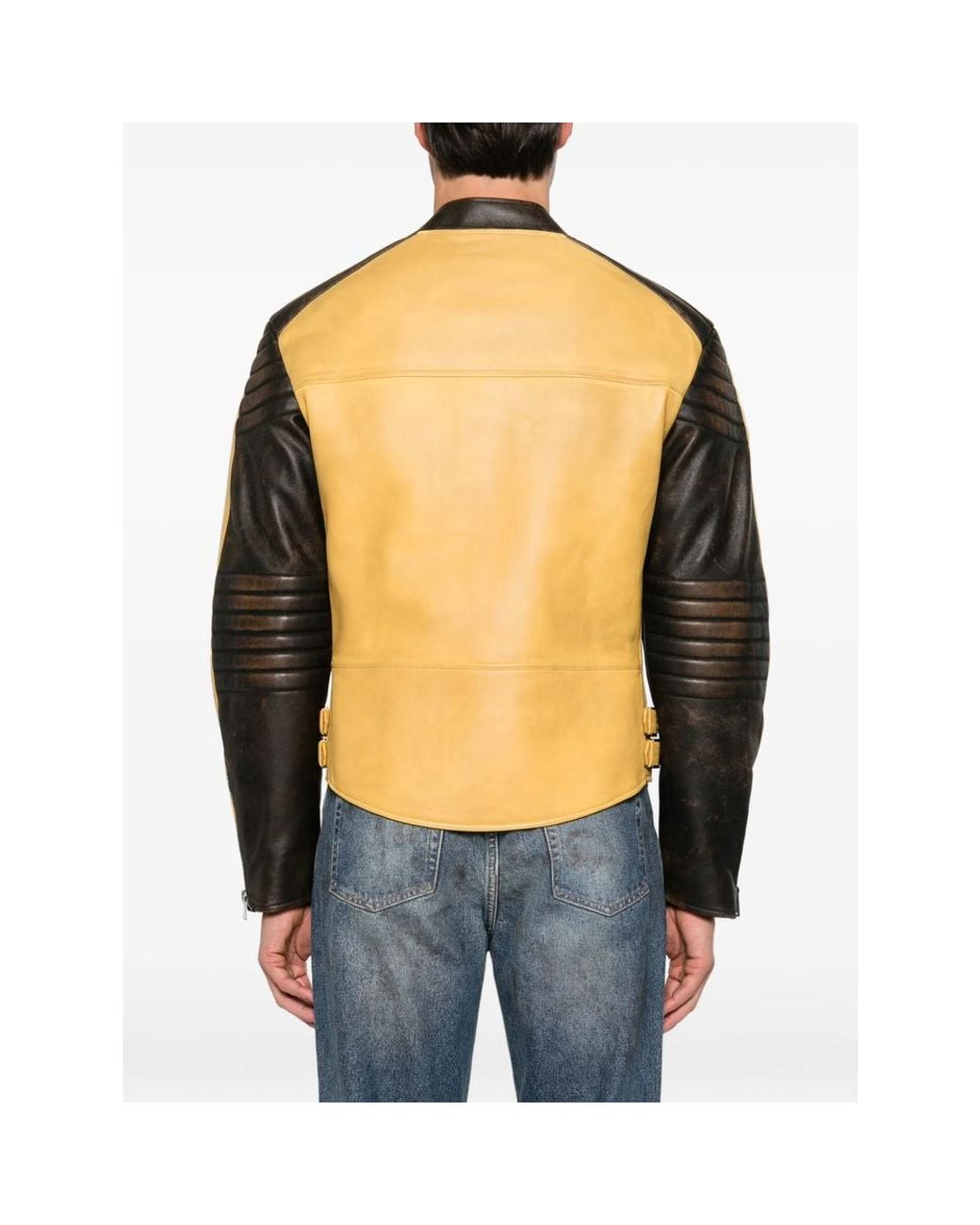 Fendi Metallic Biker-Style Leather Jacket for men