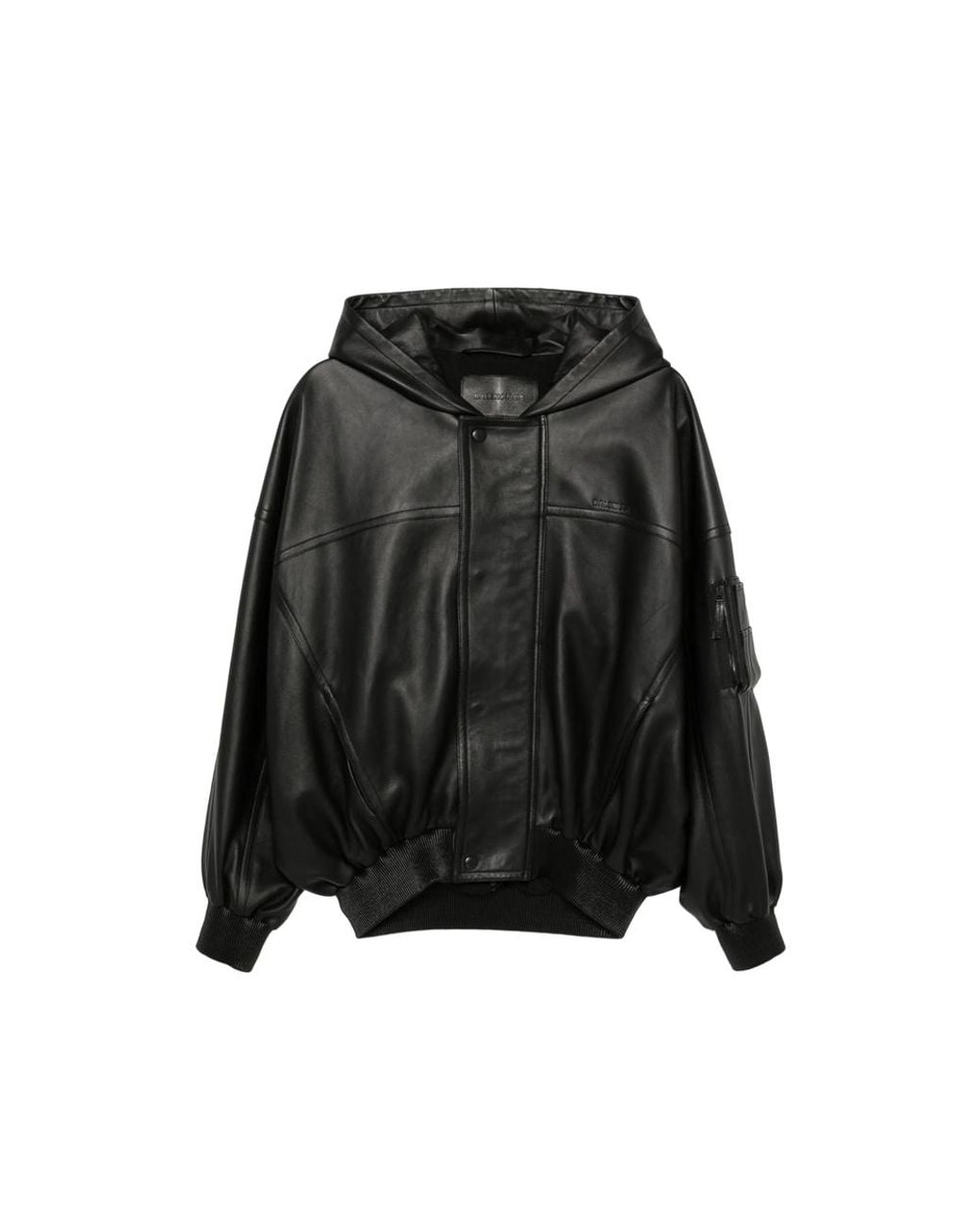 Balenciaga Black Hooded Leather Jacket for men