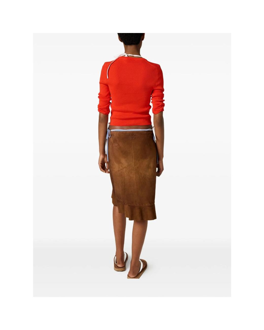 Miu Miu Red Cotton Crew-Neck Sweater