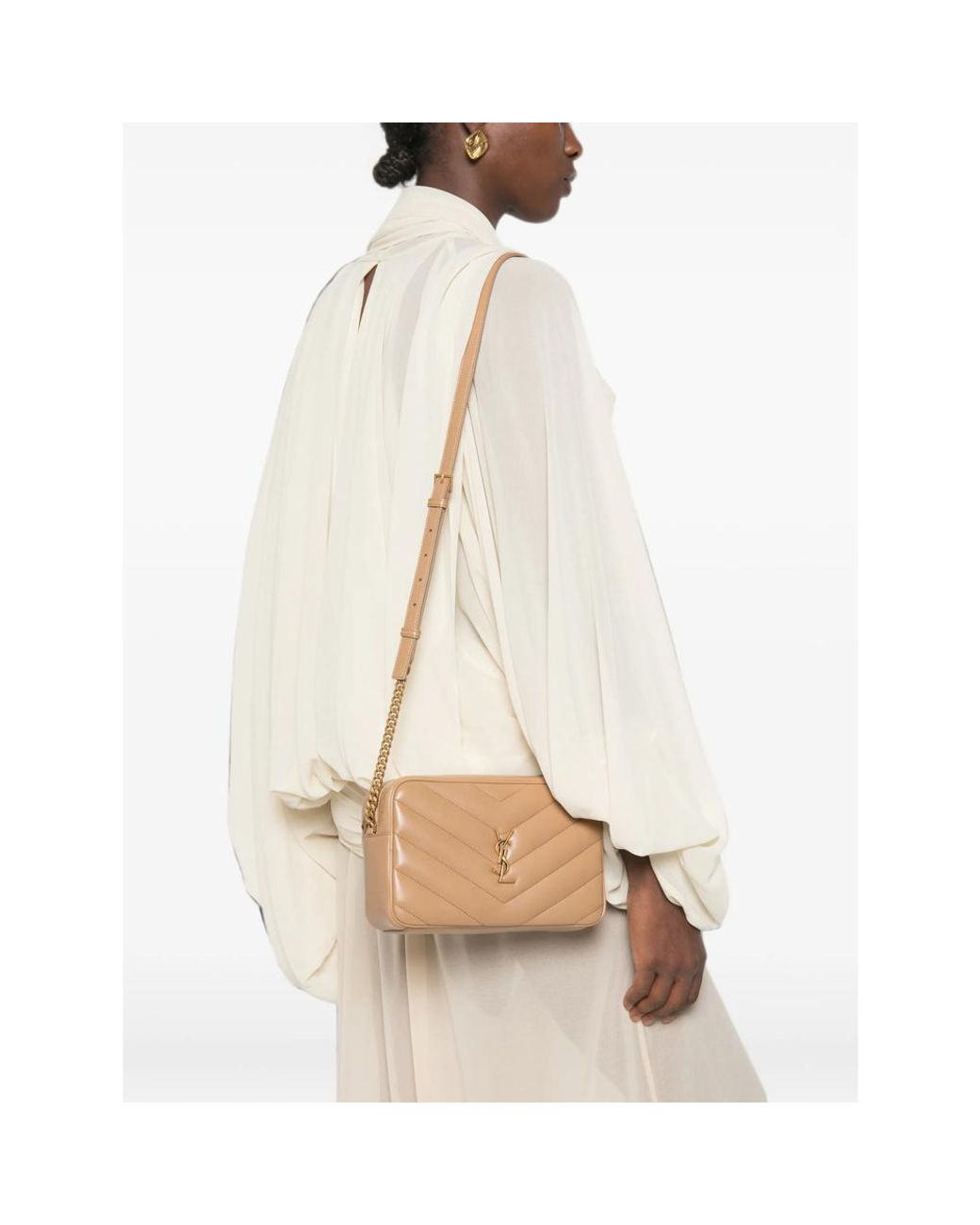 Saint Laurent Natural Loulou Quilted Leather Shoulder Bag