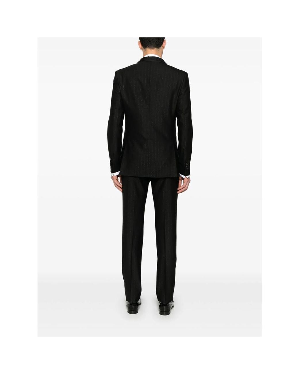 Reveres 1949 Black Pinstriped Three-Piece Suit for men