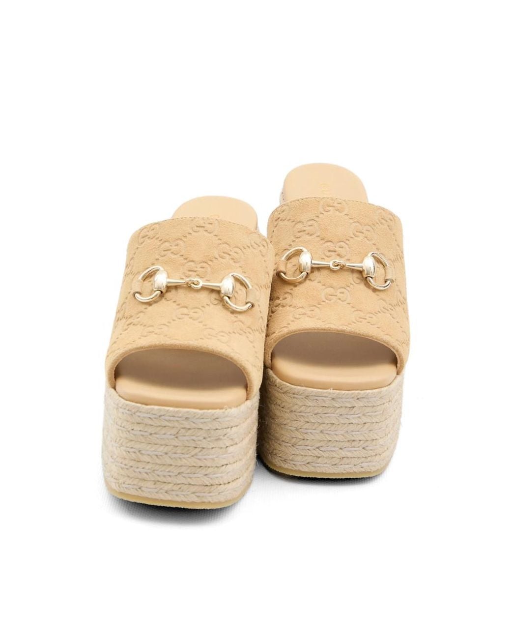 Gucci Natural Platform Espadrille With Horsebit