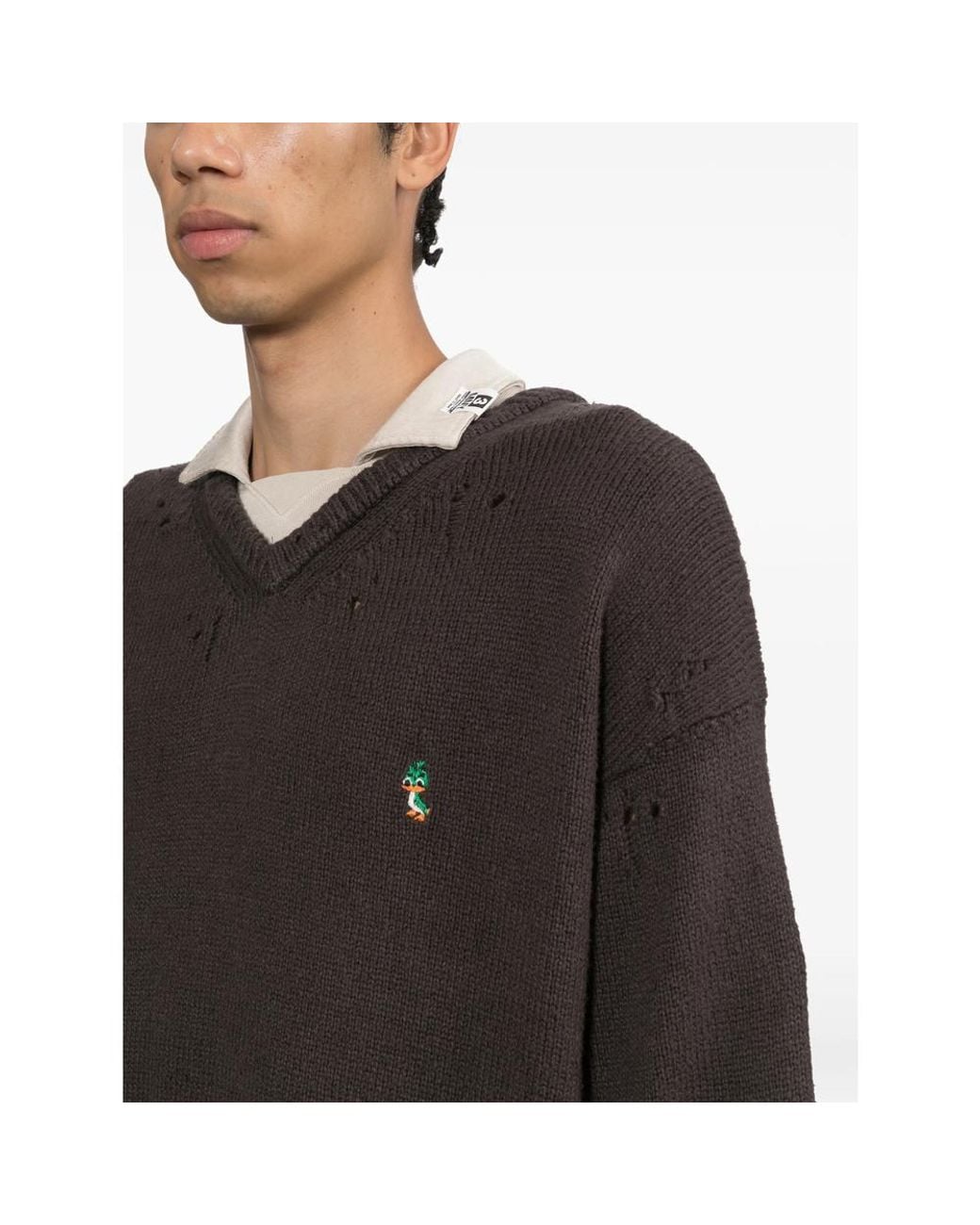 Maison Mihara Yasuhiro Black Triple Layered Collar Sweater for men