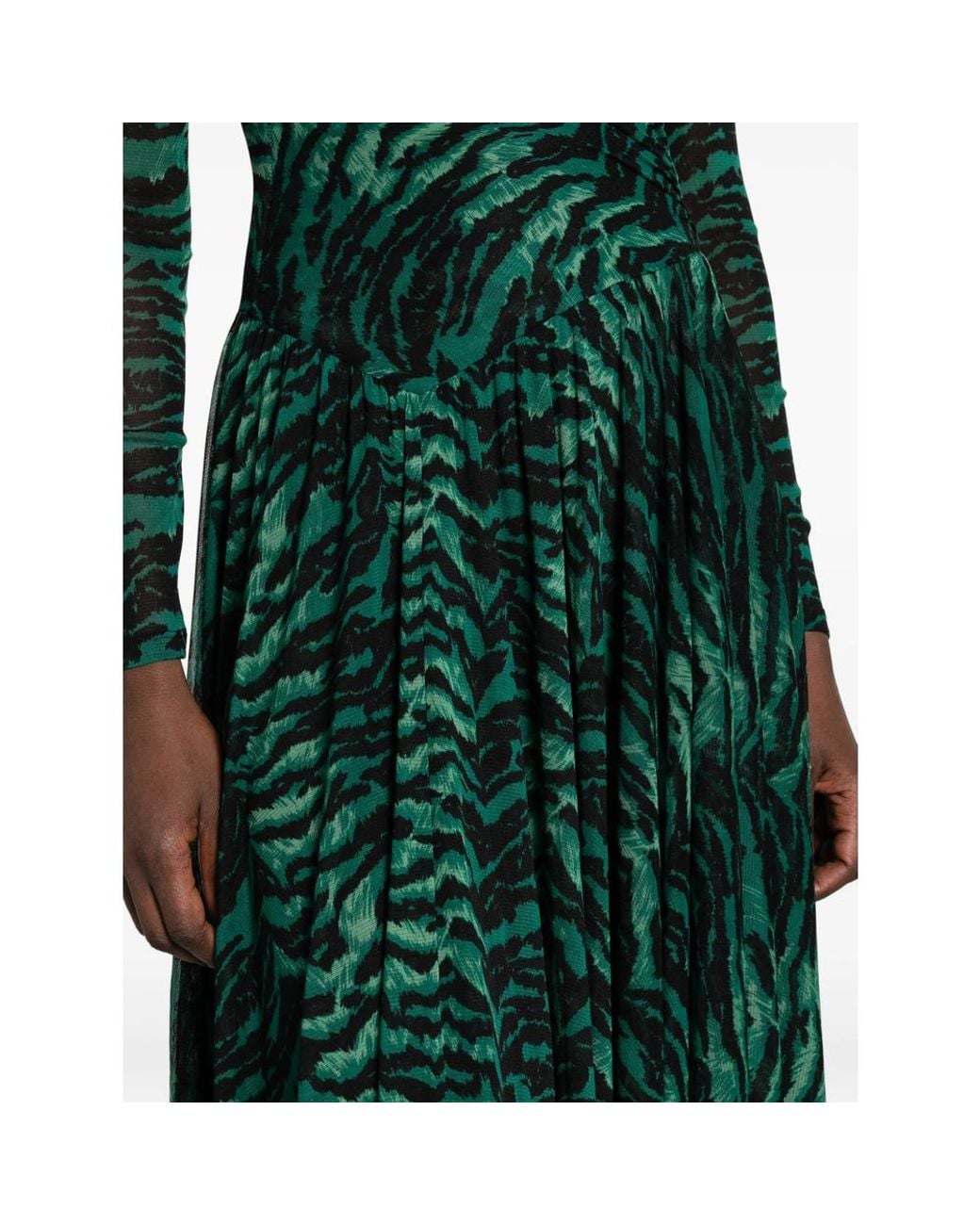 Diane von Furstenberg Green Tiger-Print Asymmetric Dress