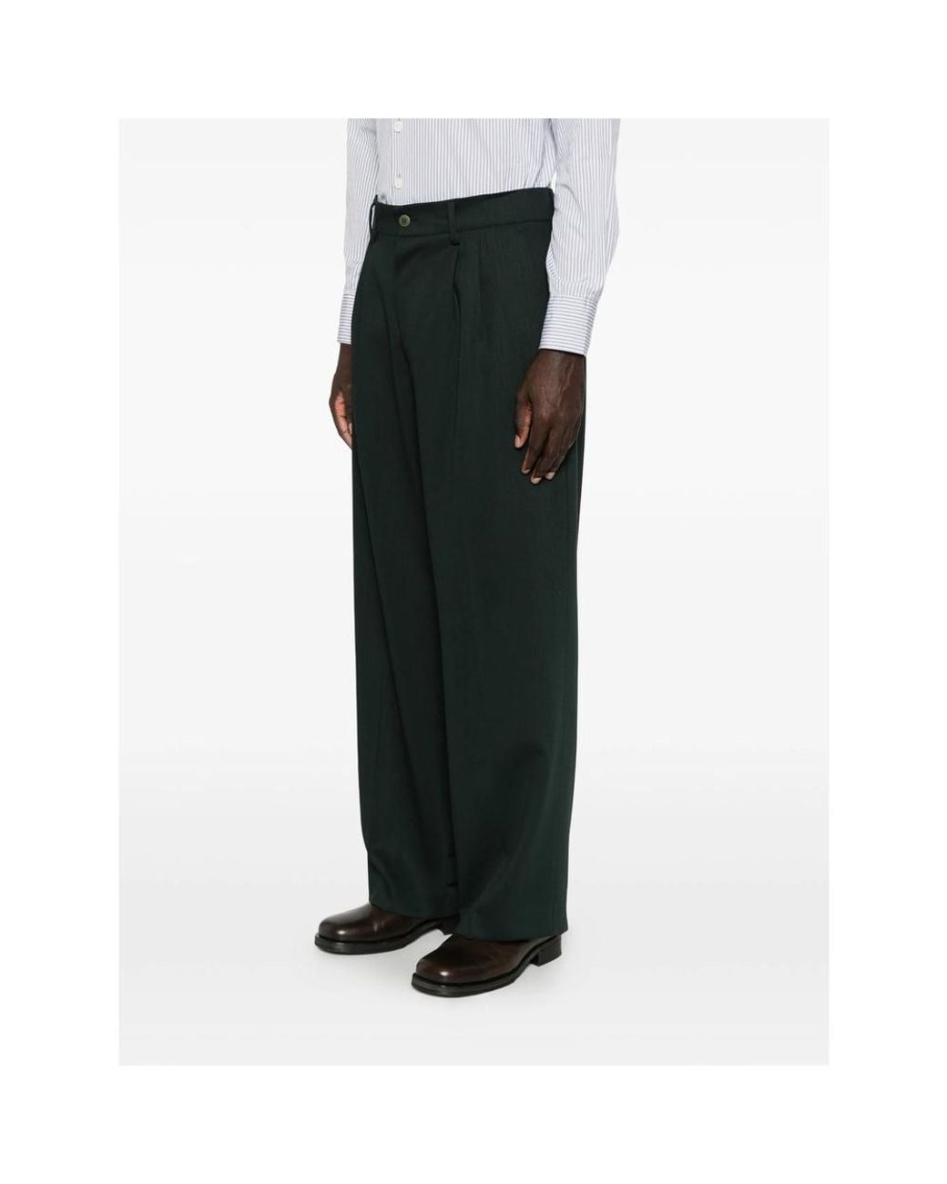 Costumein Gray Pleated Button-Cuff Trousers for men