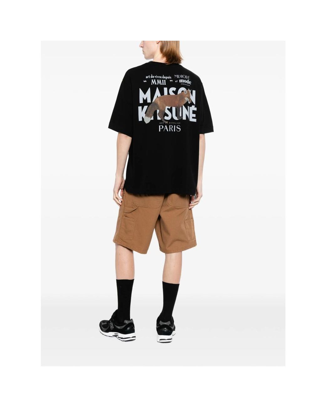Maison Kitsuné Black Logo-Print Fox-Motif T-Shirt for men