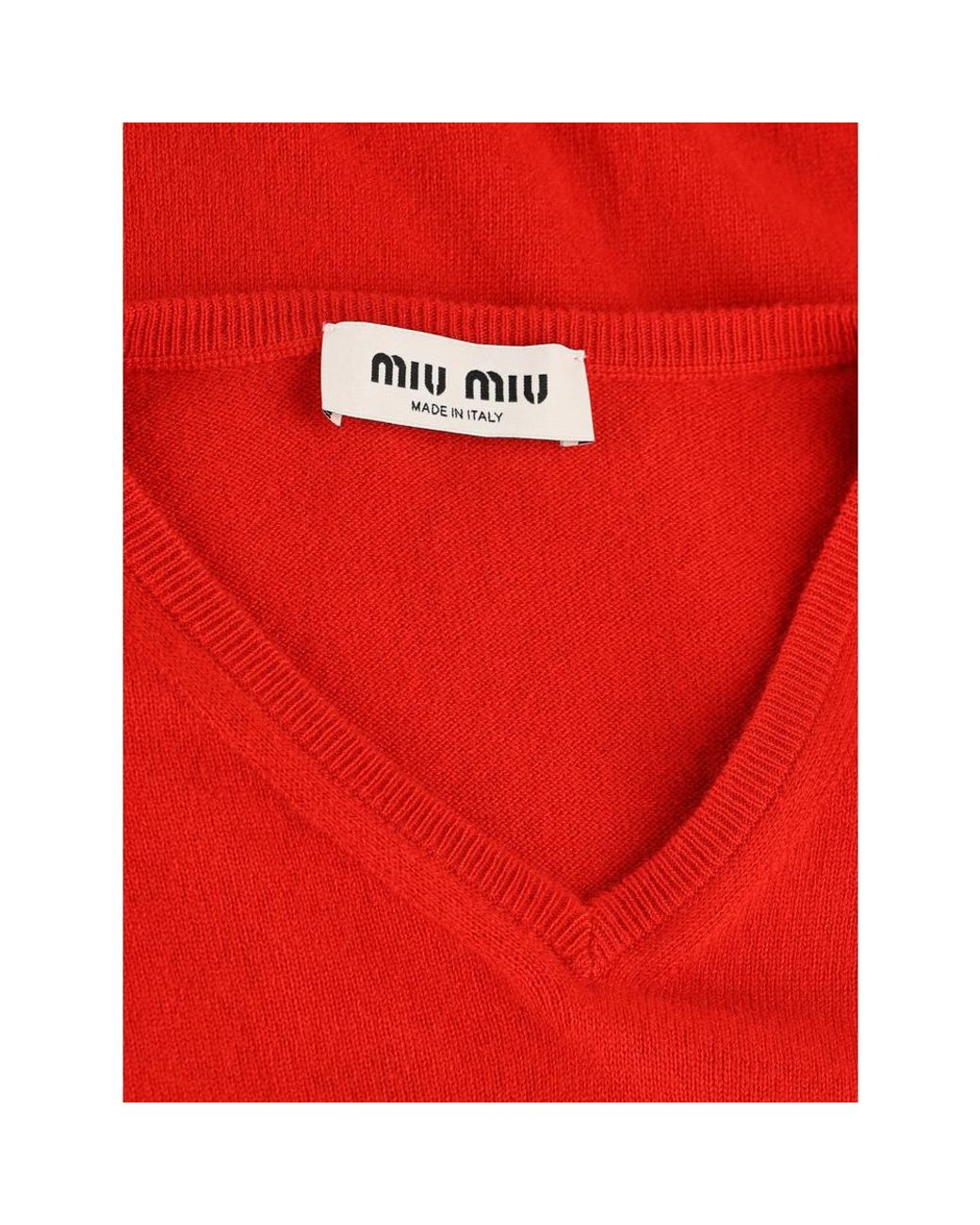 Miu Miu V-Neck Logo-Embroidered Sweater