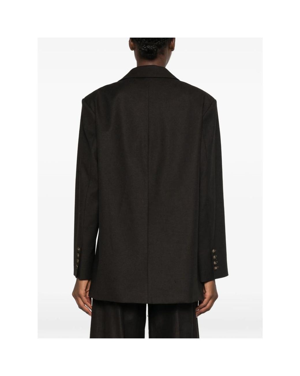 LE SULLY STUDIO Black Double-Breasted Peak-Lapels Blazer
