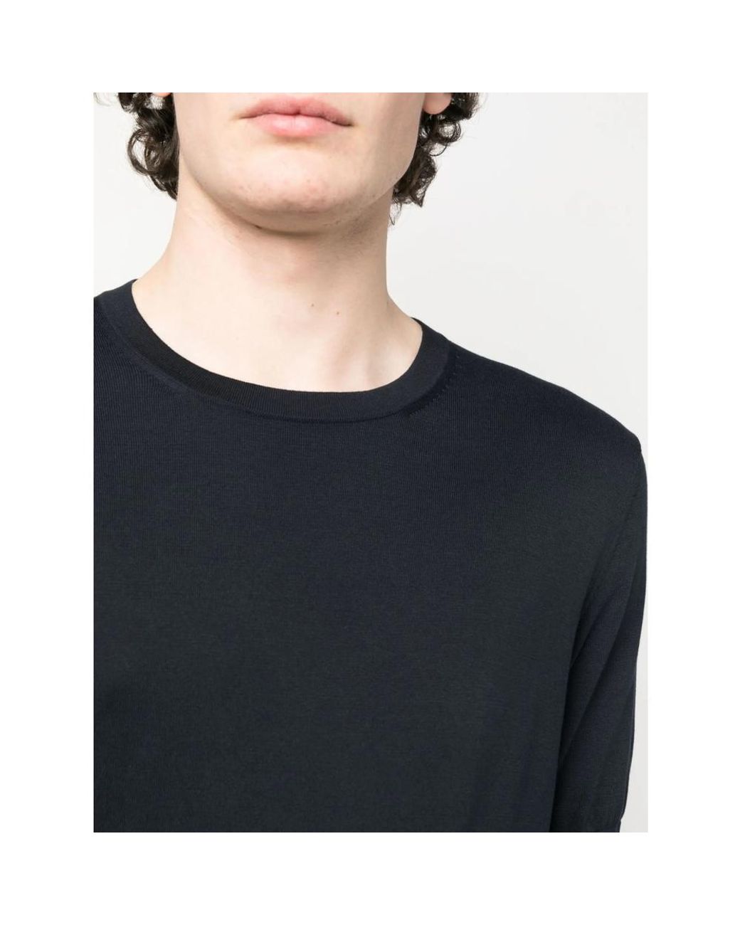 La Fileria Black Short-Sleeved Cotton Jumper for men