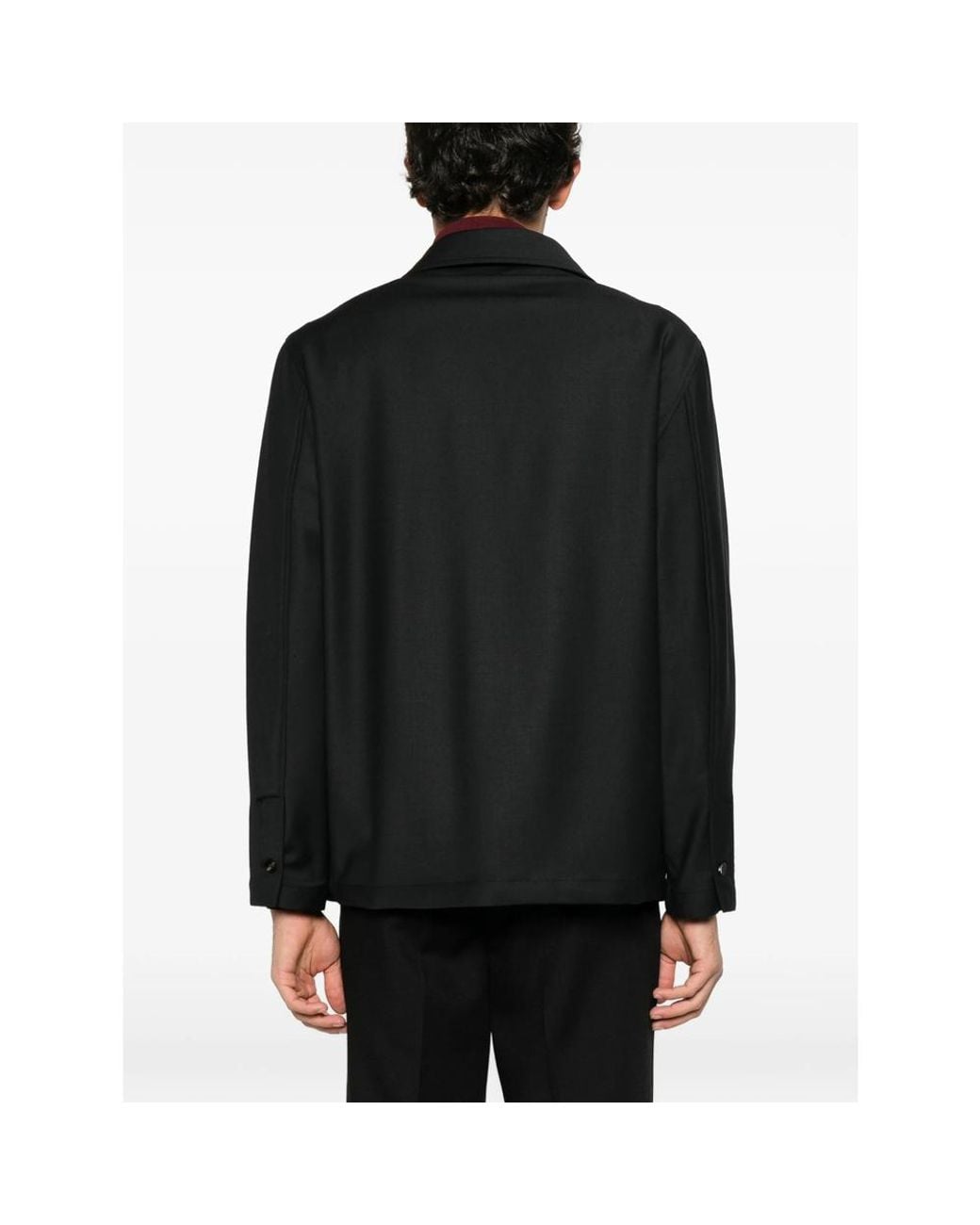 Eraldo Black Button-Fastening Chest-Pocket Jacket for men