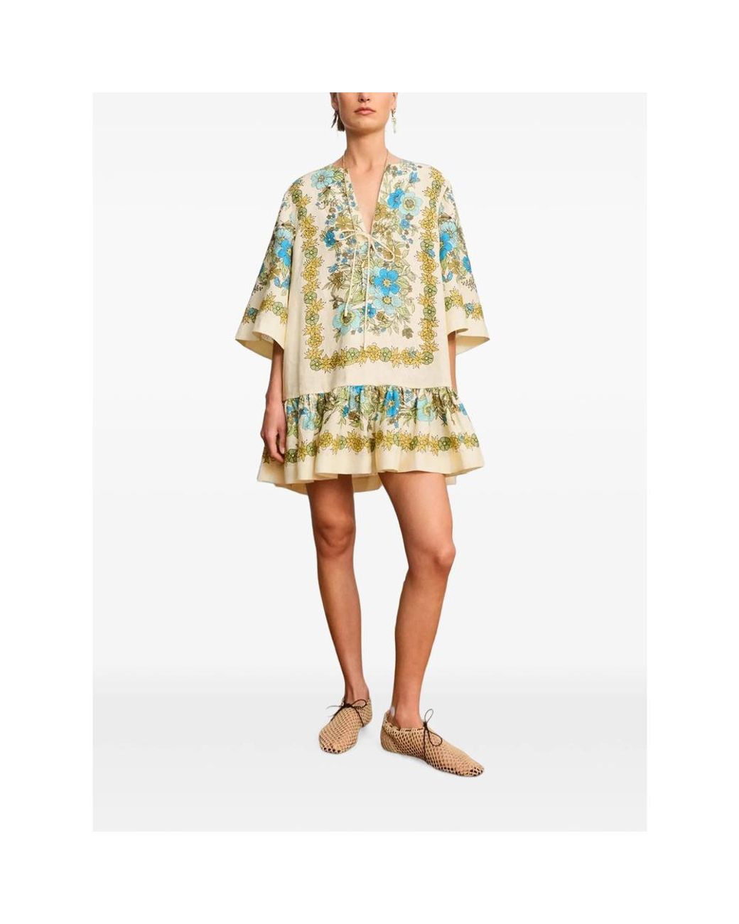 ALÉMAIS Green Sophia Linen Mini Dress
