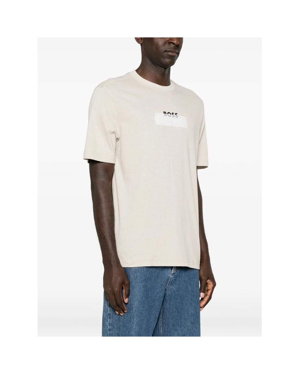 Boss Natural Cotton-Jersey T-Shirt With Logo Artwork for men