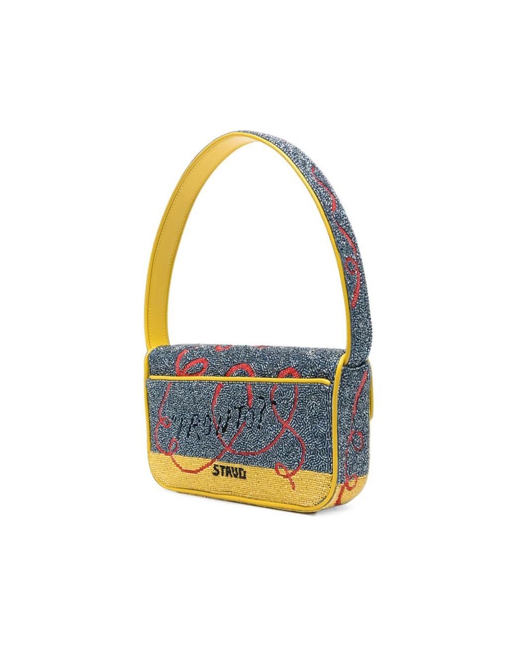 Staud Blue Tommy Hotline Bead-Embellished Shoulder Bag