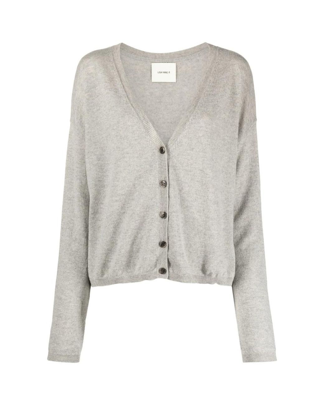Lisa Yang Gray V-Neck Cashmere Cardigan