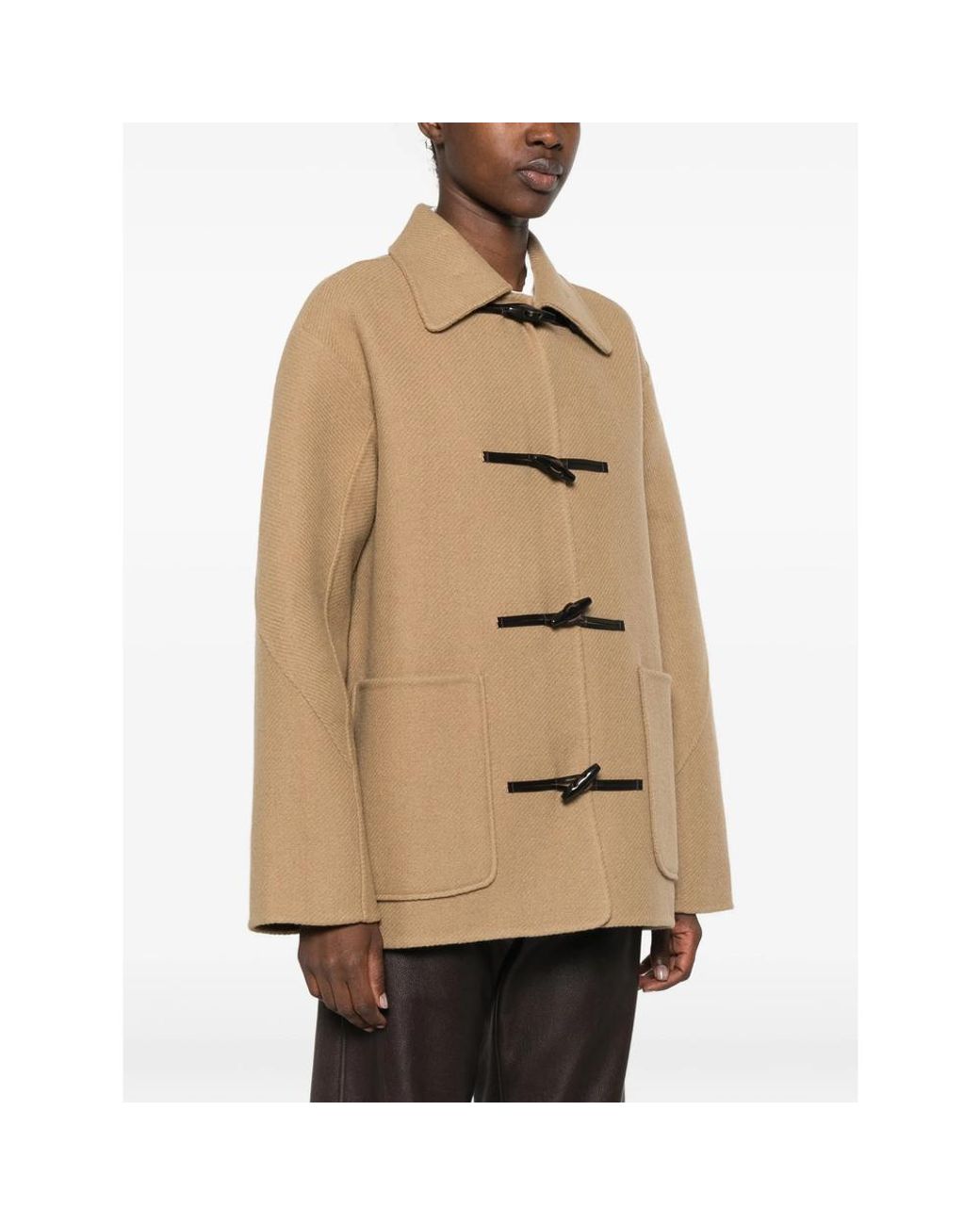 LAMRONS Natural Toggle-Fastening Coat