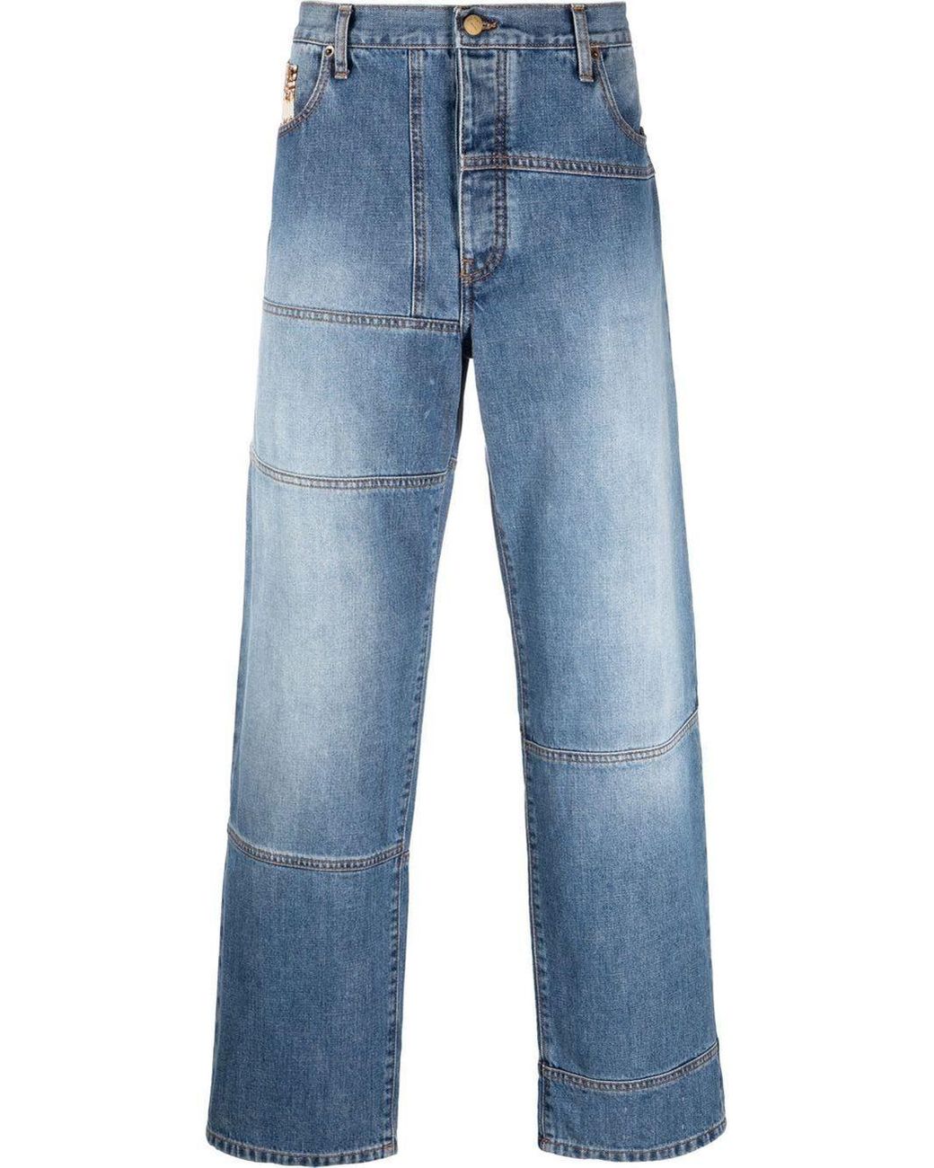 Nick Fouquet Denim Panelled Straight-leg Jeans in Blue for Men | Lyst